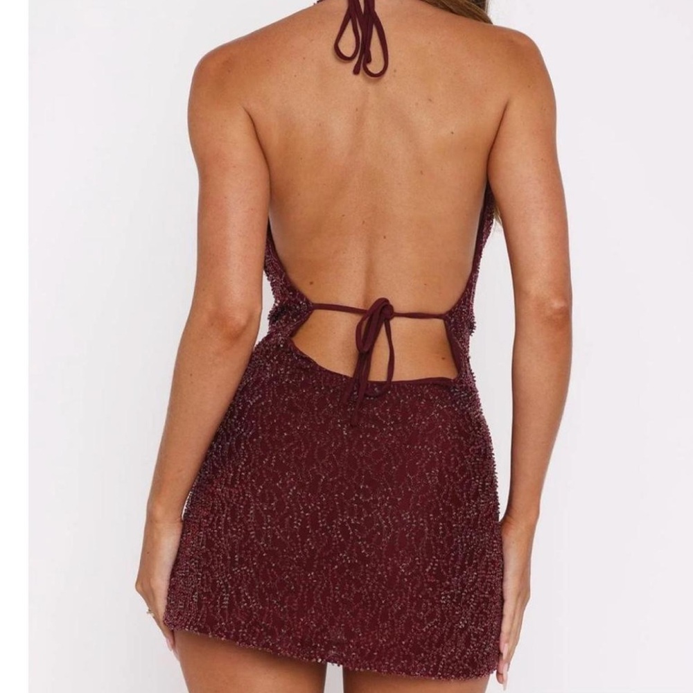 White Fox Candlelight Beaded Mini Dress - Picture 3 of 5